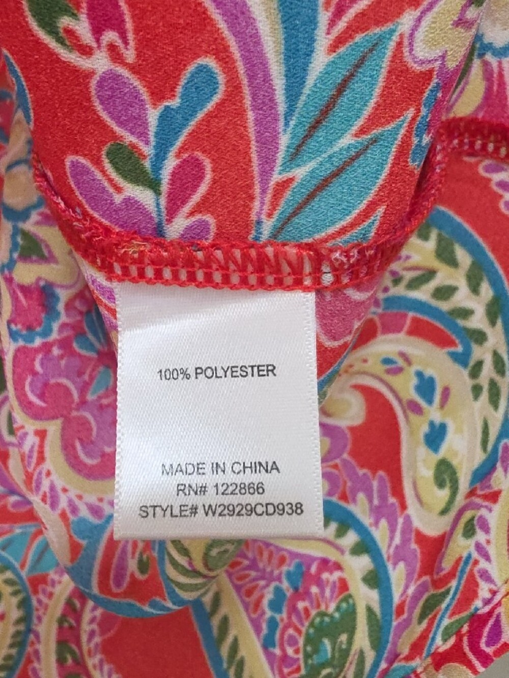 Chenault Vibrant Pink Paisley Tie-Neck Blouse with Ruffled Trim - 1X - Picture 3 of 8